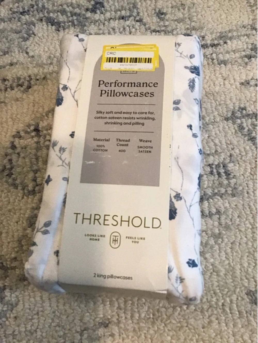 Threshold 400 thread count king pillowcase set, new, cotton